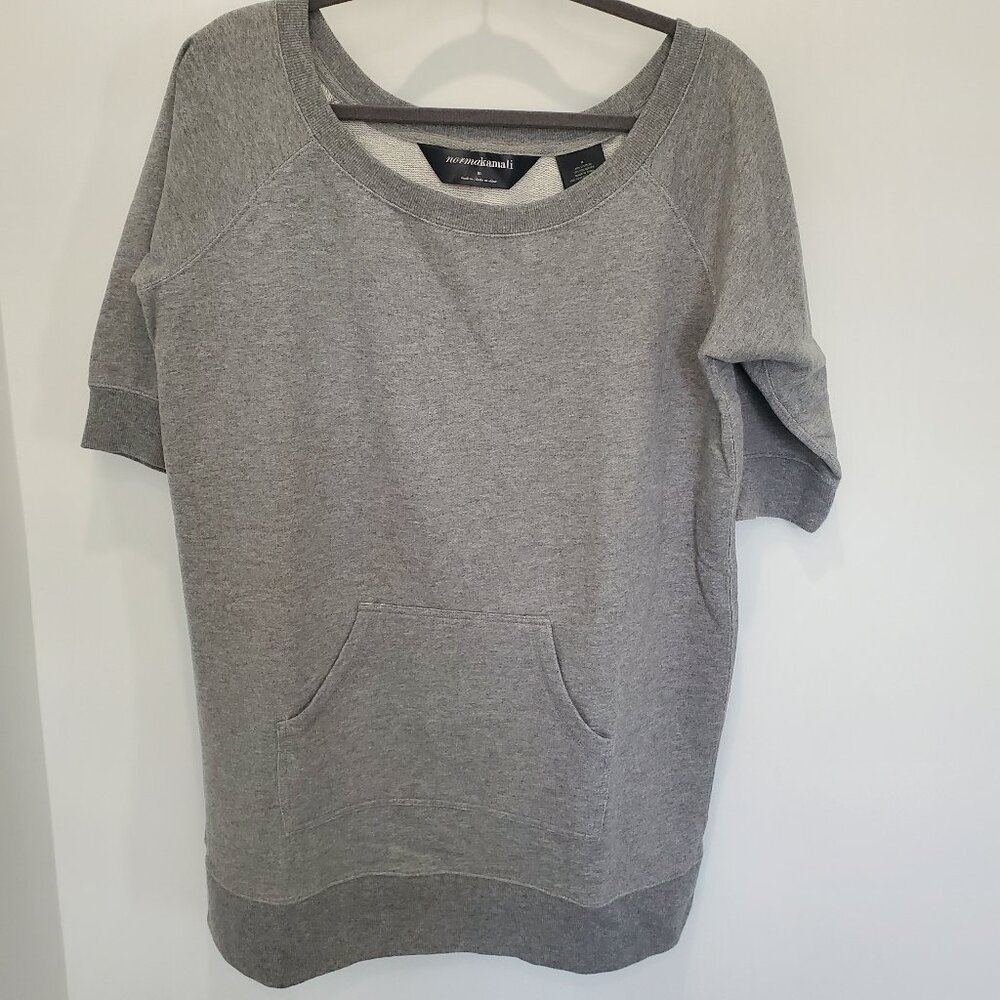 Norma Kamali Women's Grey 3/4 Sleeve Tunic Sweatshirt or Boxy Mini Dress  M - Picture 3 of 10